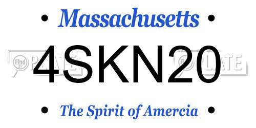 4SKN20 Massachusetts License Plate