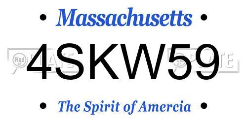 4SKW59 Massachusetts License Plate