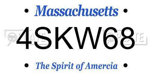 4SKW68 Massachusetts License Plate