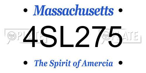 4SL275 Massachusetts License Plate