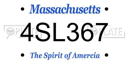 4SL367 Massachusetts License Plate