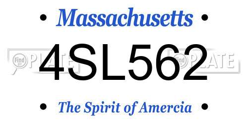 4SL562 Massachusetts License Plate