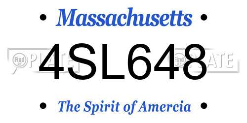 4SL648 Massachusetts License Plate