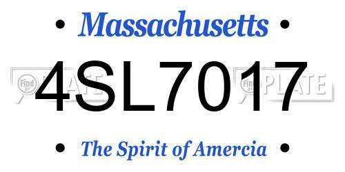4SL7017 Massachusetts License Plate