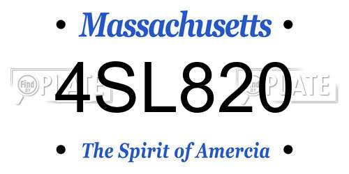 4SL820 Massachusetts License Plate