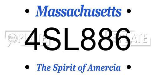 4SL886 Massachusetts License Plate