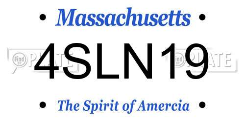 4SLN19 Massachusetts License Plate