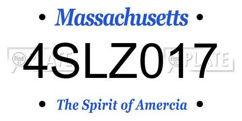 4SLZ017 Massachusetts License Plate