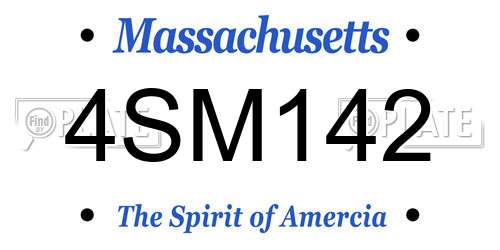 4SM142 Massachusetts License Plate