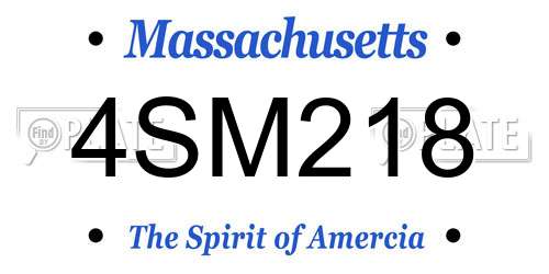 4SM218 Massachusetts License Plate