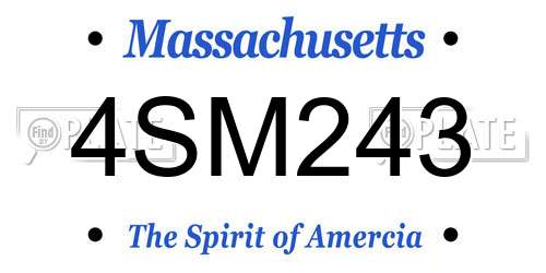 4SM243 Massachusetts License Plate