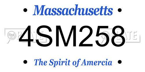 4SM258 Massachusetts License Plate