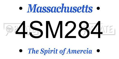 4SM284 Massachusetts License Plate