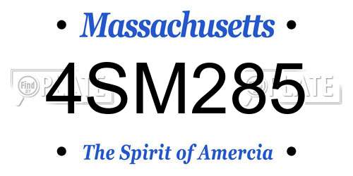 4SM285 Massachusetts License Plate