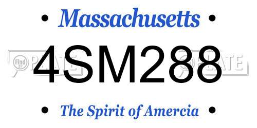 4SM288 Massachusetts License Plate