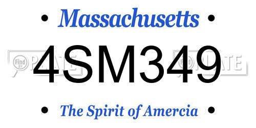 4SM349 Massachusetts License Plate