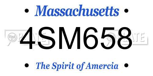 4SM658 Massachusetts License Plate