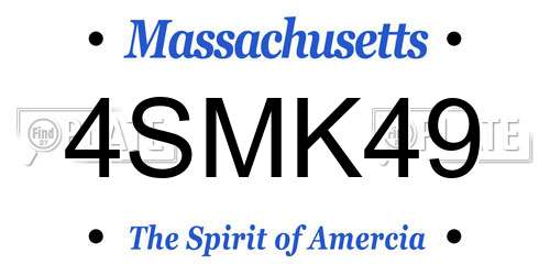 4SMK49 Massachusetts License Plate