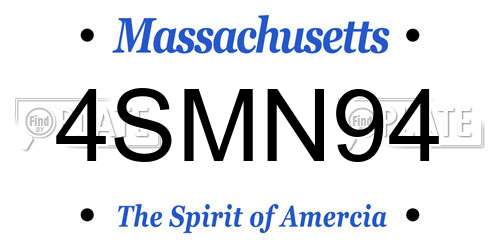 4SMN94 Massachusetts License Plate
