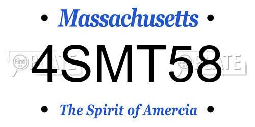 4SMT58 Massachusetts License Plate