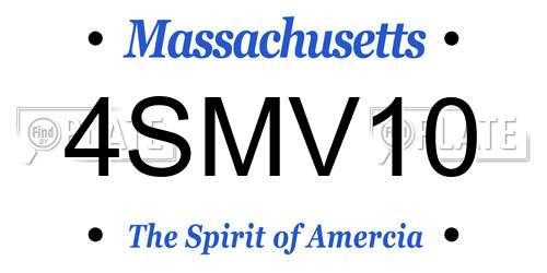4SMV10 Massachusetts License Plate