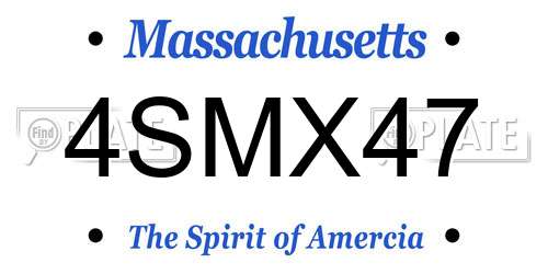 4SMX47 Massachusetts License Plate