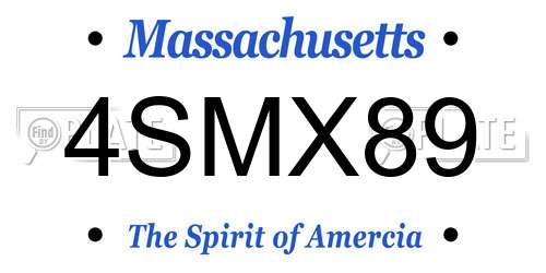 4SMX89 Massachusetts License Plate