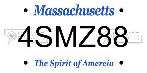 4SMZ88 Massachusetts License Plate