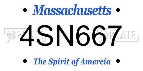 4SN667 Massachusetts License Plate