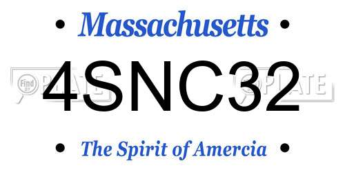 4SNC32 Massachusetts License Plate