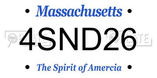 4SND26 Massachusetts License Plate