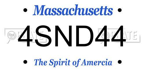 4SND44 Massachusetts License Plate
