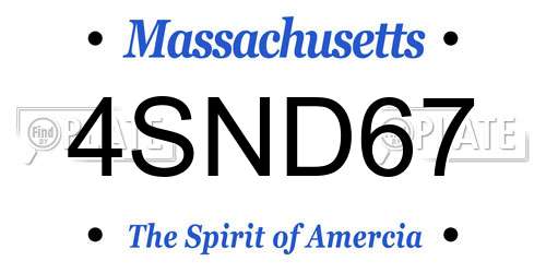 4SND67 Massachusetts License Plate