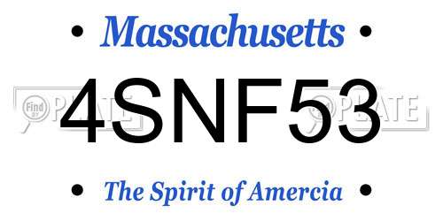 4SNF53 Massachusetts License Plate