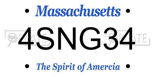 4SNG34 Massachusetts License Plate