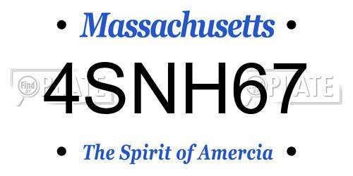4SNH67 Massachusetts License Plate