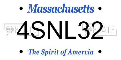 4SNL32 Massachusetts License Plate