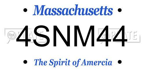 4SNM44 Massachusetts License Plate