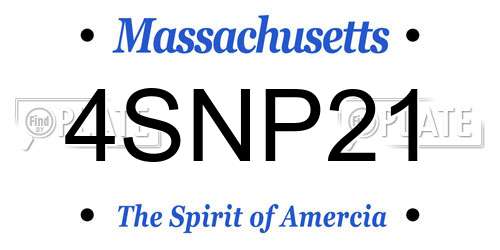 4SNP21 Massachusetts License Plate