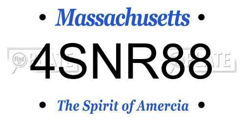 4SNR88 Massachusetts License Plate