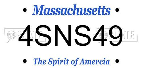 4SNS49 Massachusetts License Plate