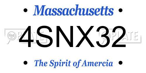 4SNX32 Massachusetts License Plate