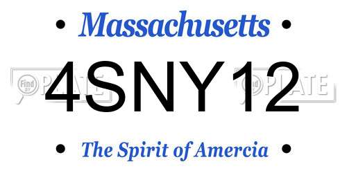 4SNY12 Massachusetts License Plate