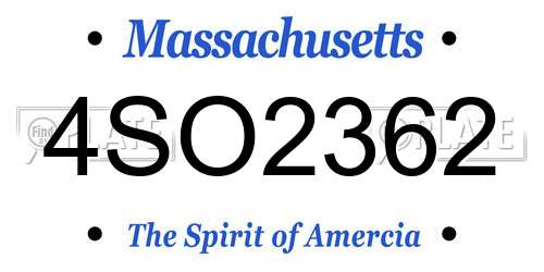 4SO2362 Massachusetts License Plate
