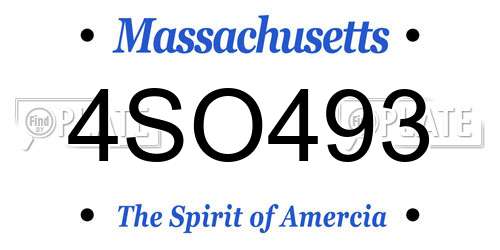 4SO493 Massachusetts License Plate