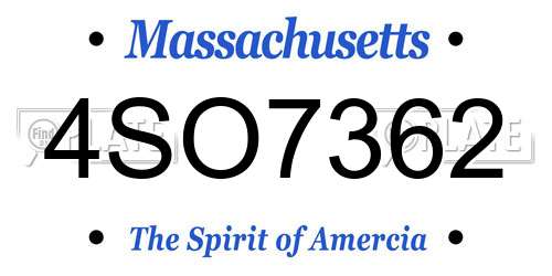 4SO7362 Massachusetts License Plate