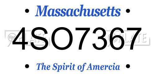 4SO7367 Massachusetts License Plate