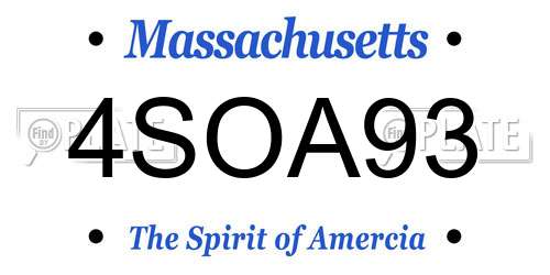4SOA93 Massachusetts License Plate