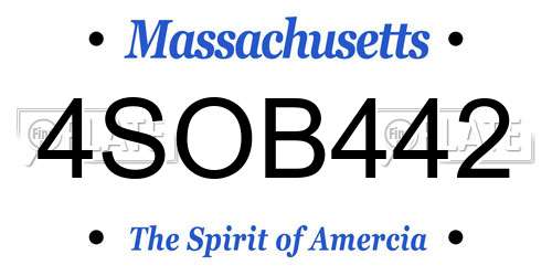 4SOB442 Massachusetts License Plate