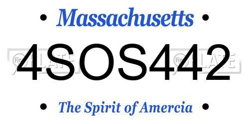 4SOS442 Massachusetts License Plate